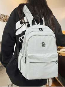 Mochila de gran capacidad de estilo minimalista casual, versátil para estudiantes de secundaria, bolsa escolar, accesorios escolares