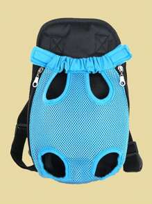 Canvas Pet Chest Front Pack Backpack, Breathable For Cats & Dogs Outdoor - Baby Blue - View 1