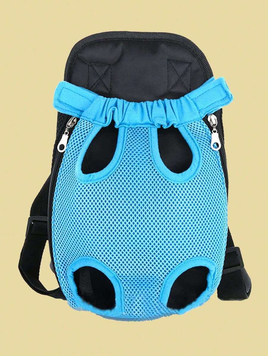 Canvas Pet Chest Front Pack Backpack, Breathable For Cats & Dogs Outdoor - Baby Blue - View 1
