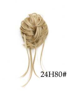 Synthetic Heat Resistance Fiber Elastic Straight Hair Messy Bun Hairpieces Scrunchie Black Blonde Brown Natural Fake Hair Chignon Band Updo Donut For Women Girls Daily Holiday Use - Multicolor - View 12