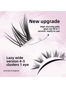 60 grupos/10 filas de pestañas postizas de conejo de nueve colas sin pegamento para gatos de cara grande, pestañas de zorro de nueve colas autoadhesivas y segmentadas, una herramienta de maquillaje indispensable para viajar