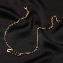1 pièce Collier épingle de sûreté unique et simple, pendentif chaîne de clavicule au design subtil, accessoire de couple personnalisé
