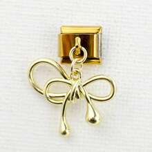 1 pieza Módulo de pulsera de diamantes únicos de moda personalizada con dijes de tulipán, lazo, corazón, flor, estrella y perla en oro - Dorado - Ver 17