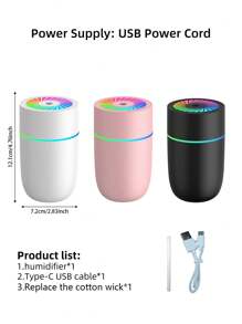 超声波冷雾加湿器，顶部注水设计，静音运行，适用于卧室和办公室，定时器和情绪灯，强力加湿，缓解干燥，塑料材质，无需电池