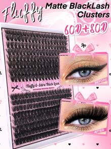 320PCS Lash Clusters Fluffy D Curl 60D 80D Individual Lash Clusters Extra Thick Natural Look Dramatic Volume Long Lasting Super Light Ultra Soft Reusable Individual Eyelash Extension Kit With Makeup Tweezers For Beginner Use At Home Daily Life Party New Years&Gift Set
