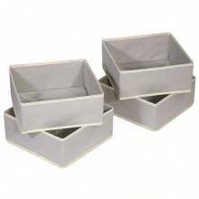1/4 Packs Foldable Cloth Storage Box Closet Dresser Drawer Organizer Fabric Baskets Bins Containers Divider For Clothes Underwear Bras Socks Clothing - Light Grey (beige Edge) - View 2