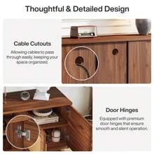 Tribesigns 70.9" TV Stand For Living Room, Mid Century Modern Entertainment Center With 6-Tier Storage Shelf, Wood Long Media Console Television Stands Cabinet For TVs Up To 80 Inches - Nâu mộc mạc - Xem 4