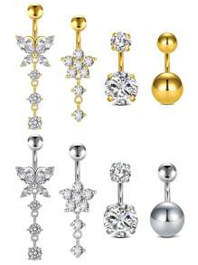 肚脐环 短条肚脐环 短肚脐环 医用钢制女士肚脐环 蛋白石肚脐环 肚脐环 肚脐穿孔首饰