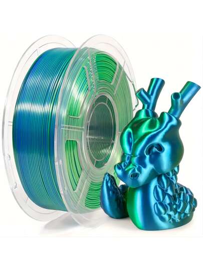 KELEIDI Silk Blue Green Gradient PLA 1KG 3D Printed Filament, Bi-Color Gradient, High Toughness, Shiny Texture, Diameter 1.75 Mm, Low Shrinkage, Dimensional Accuracy +/- 0.02 Mm, Smooth Surface Plastic Material [Spool Color Random]