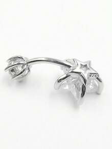 1件S925纯银立方氧化锆星形肚脐穿孔饰品 - 單隻 - 查看 5