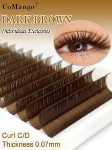 CoMango 12 rzędów C/D Curl Dark Brown przedłużanie rzęs 0,07 mm Mix 8-15 mm Mink pojedyncze rzęsy wysokiej jakości kolor naturalne koreańskie rzęsy
