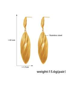 1 对条纹长贝壳吊坠耳环，优雅时尚的耳环