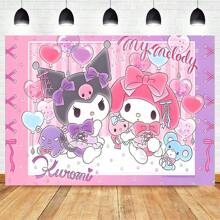 Sanrio 派对装饰 Kuromi 创意墙面背景 晚会 生日派对氛围装饰 My Melody 可爱时尚派对主题墙 Kuromi 派对多功能用品 My Melody 可重复使用场景布 多场景多场合实用物品 - 彩色 - 查看 3