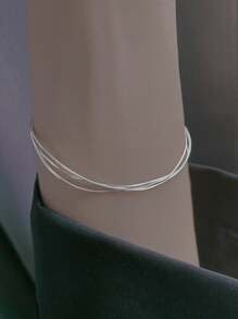 1 pieza Elegante cadena de collar y brazalete de acero inoxidable multicapa de plata, estilosa y versátil, perfecta para aniversarios, el Día de San Valentín y el uso diario