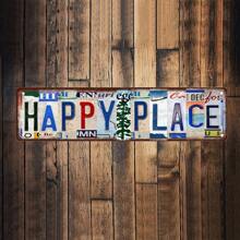 1pc Vintage "HAPPY PLACE" Metal Sign,Funny Metal Poster ,2D Flat Printing Multipurpose Metal Decor With Pre-Drilled Holes For Easy Hanging, Room Decor,Home Decor,Kitchen Decor,Office Decor,Garden Decor,Outdoor Decor,Bedroom Decor, Living Room Decor, Cafe Decor, Restaurant Decor, Garage Decor, Bar Decor