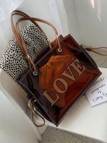 حقيبة كتف وحقيبة متقاطعة ذات سعة كبيرة من الجيلي الشفاف الإصدار الكوري الجديد 2025