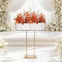 Giá đỡ hoa cưới bằng pha lê kim loại vuông trang trí tiệc cưới trang trí phòng cô dâu - Vàng - Xem 4