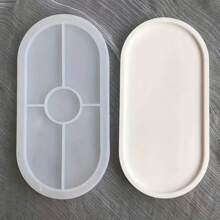 1 件时尚硅胶椭圆形托盘模具，适合 DIY 手工艺品 - 白色 - 查看 1