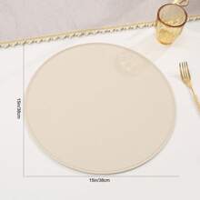 4pcs/6pcs Solid Color Round Thick Leather Heat-Resistant Coasters, Hotel & Restaurant Decorative Items, Suitable For All Seasons, Party, Festival & Gathering Insulation Pads, Placemats - Round Leather - View 3