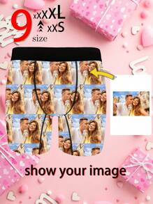 1pc Custom Boxers For Men, Personalized Men's Underwear, Custom Boxer Briefs, Personalized Boxers For Husband, Custom Funny Faces Boxers Briefs, Valentine Gift, Anniversary Gift, Birthday Gift,Underwear & Sleepwear,Easy Comfort,Anniversary Gift, Valentine Gift, Birthday Gift, Wedding Gift - Black - View 2