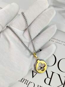 1 Stück 18 Karat vergoldete Edelstahl Glücksklee Blume Anhänger Halskette, elegant für Frauen, Geschenke für Paare, Freunde, Familie zu Weihnachten, Valentinstag, geeignet für den täglichen Gebrauch, Mutter, Muttertag, Geschenk
