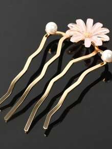 Women's Minimalist Retro Style Daisy Flower Hair Comb, Fresh Hair Clip For Bun, Decorative Hair Styling Tool For Summer Combs For Hair Side Comb
