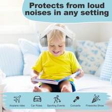 婴儿耳罩 幼儿降噪耳机 头带 带软带和硬带，儿童降噪耳罩 适用于睡眠、旅行、户外活动、航空 婴儿淋浴 家庭装饰 万圣节、感恩节礼物 - 灰色 - 查看 2