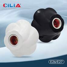 CILIA 2pcs E26/E27 Lamp Holder Set,Petal Shaped Bulb Socke Base,Light Socket, Ideal For Home, Office & Industrial,White/Black - Rose - View 2