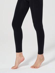 1 Pair Maternity Black Full Length Tights With Adjustable Belly Band, Suitable For Spring/Autumn, Everyday Use - Black - View 4