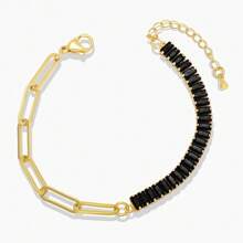 1 pieza Collar de perlas con enchapado de oro de 18K y pulsera con circonita de acero inoxidable, adecuado para fiesta, cita, uso en la oficina