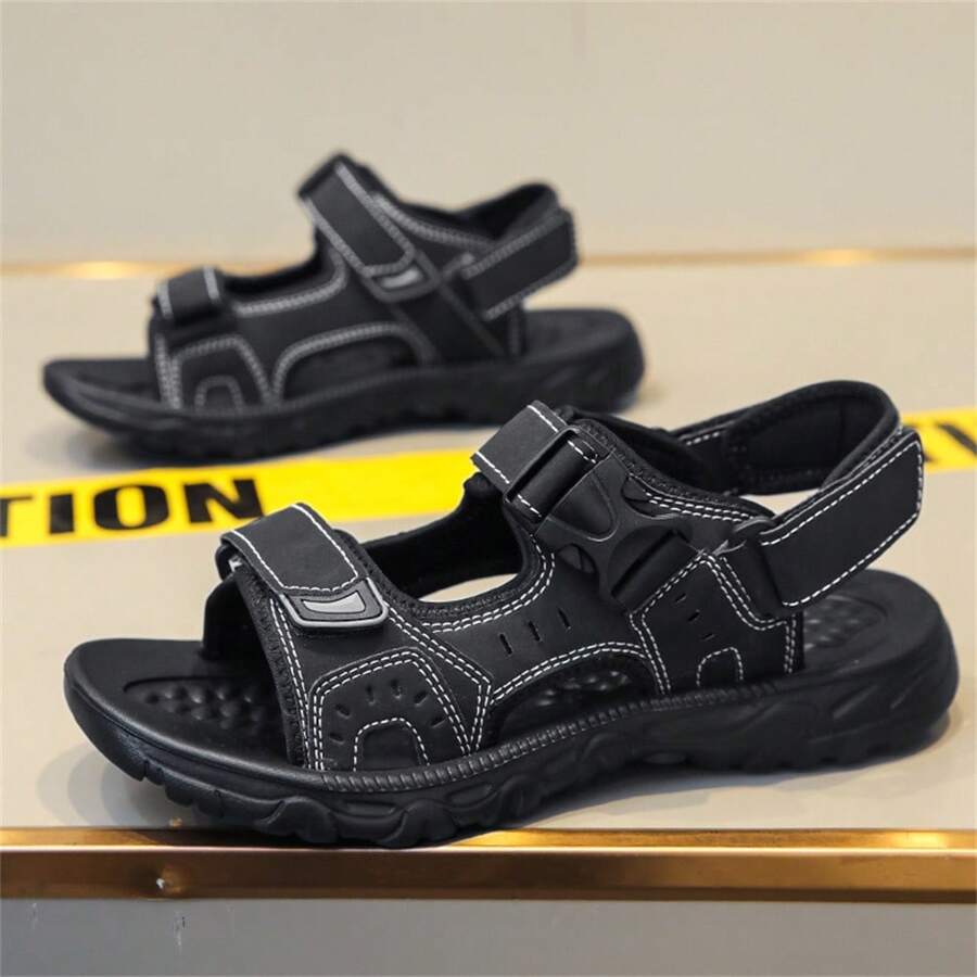 New Men's Lightweight Comfortable Sandals, Outdoor Walking Travel Casual Beach Shoes, Fashion Sports Sandals, Students Outdoor Slippers - Black - View 1