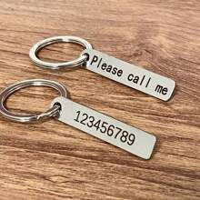 1pc Customized Text Car Anti-Lost License Plate, Stainless Steel Keychain With Contact Information Tag, Personalized Name Keychain, Simple Unplated Metal Keyring - Multicolor - View 9
