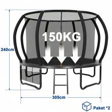 Trampoline Complete Set With Net, Ladder, Edge Cover & Accessories Children's Trampoline Garden Trampoline Load Capacity 150 Kg - Black - View 6