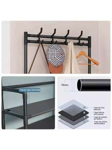 Zapatero Perchero Organizador Fasilyt YUB-016 Metalico 8 Ganchos 5 Niveles Negro - Negro - Ver 5