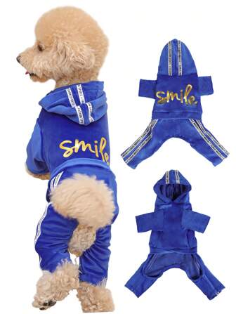 Breathable Velvet Comfort Soft Lightweight Dog Clothes Featuring The Bold "Smile" Slogan Print Personalized-Packed Canine Attire