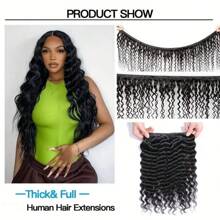 Extensões de Cabelo Humano Pacotes de Ondas Profundas com Fechamento, 3 Pacotes com Fechamento de Renda Transparente 4x4 Parte Livre, Pacotes de Cabelo Humano Onda Profunda com Fechamento