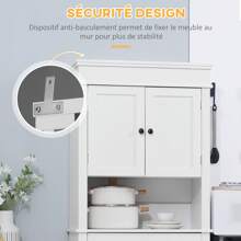 HOMCOM Armoire de cuisine buffet cuisine vaisselier meuble de rangement style moderne avec placards, étagères réglables, tiroir, et niche, pour salle à manger, salon, 74 x 39,5 x 183 cm, blanc - Blanc - Voir 6