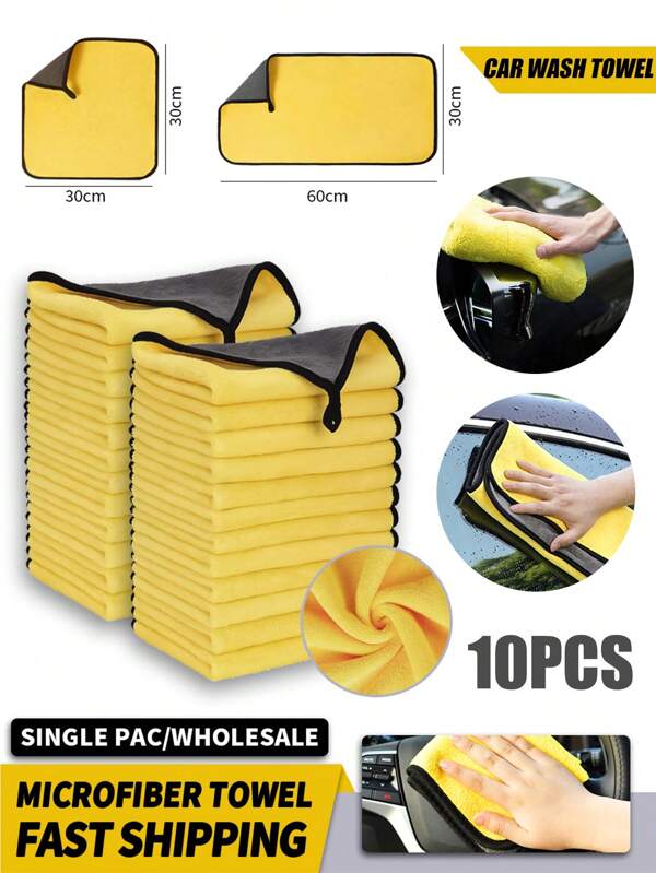 Super Soft Microfiber Car Washing Towel, 30x30cm/60cm Automotive Cleaning Drying Cloth, Car Care Detailing Towel