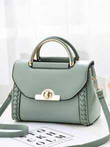 New White Fashion Full Color Matching Pu Flap Handbag, Perfect Office And Work Women's Bags, Mother's Day Gift, Mom's Gift, Mom's Essentials, Mom's Going Out Bag, Fashion Business Casual Women's Bags, Perfect For Office, Business And Work, Business Casual Women's Bags, Perfect For Office, Business And Work, Woven Tote Handbags Small Bag 2025 New Fashionable Locking Small Square Bags Shoulder Crossbody Bags