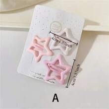 15pcs Ombre Matte Pink Hair Clips, Heart And Star Shaped Metal Hair Clips For Women, Elegant Daily Use, Multiple Styles, Lightweight, Packaged With Card (Can Be Purchased Individually), Hair Accessories