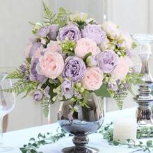 MARTINE MALL 2 Packs Peonies Artificial Flowers, Mixed Pink Artificial Peonies, Silk Peonies Flowers Peonies Artificial Flowers Peonies Bouquet Centerpiece Table Wedding Party Home Decor - Pinkish-purple - View 2