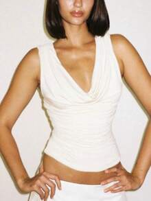 Women Summer Hollow Out Patchwork Crop Tanks Sexy Party Club Tops - White - View 2