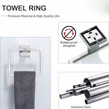 5 件套拉丝镍浴室毛巾杆套装浴室配件五金套装包括毛巾杆毛巾环衣帽钩和带架子的卫生纸架。壁挂式不锈钢 - 彩色 - 查看 7