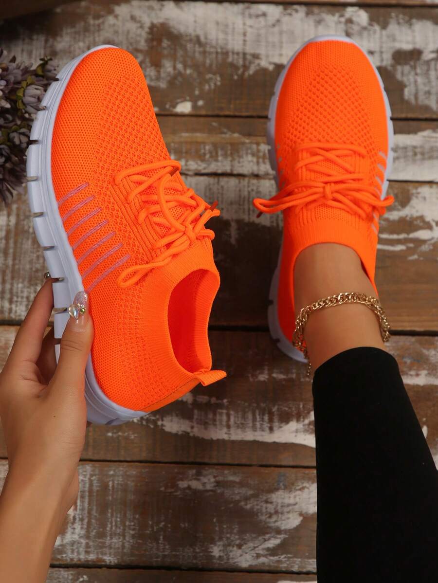 Couple Matching Lace-Up Casual Sport Shoes, Lightweight & Versatile, Slip-On Mesh Breathable Walking Shoes For Mom