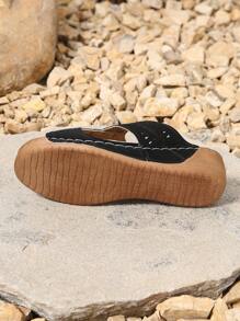 2025 Summer New Platform Thick Bottom Women Sandals, Fashion Versatile Casual Women Shoes, Wedge Slip-On Sandals, Black Color, Vacation & Outdoor Beach Sandals, Ladies Footwear