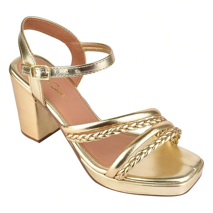 Women's Platform Sandal With Straps And Braids - 金色 - 查看 1