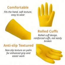 1pair Waterproof Household Cleaning Gloves - Natural Rubber, Non-Slip, Stain Resistant, Suitable For Kitchen, Bathroom, Laundry, Gardening, Car Wash (The Color Is Random)