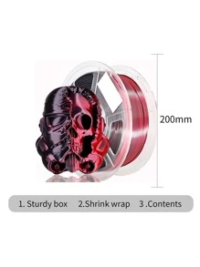 Silk Black Red Gradient PLA 1KG 3D Printed Filament, Bi-Color Gradient, High Toughness, Shiny Texture, Diameter 1.75mm, Low Shrinkage, Dimensional Accuracy +/- 0.02mm, Smooth Surface Plastic Material [Spool Color Random]