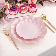 20Pcs Elegant Pink Plastic Plates - Choice Of 10.25" Dinner Or 7.5" Dessert Size - Heavy Duty Disposable Plates For Mother's Day Brunch, Tea Parties & Girls Birthdays - Hồng - Xem 7