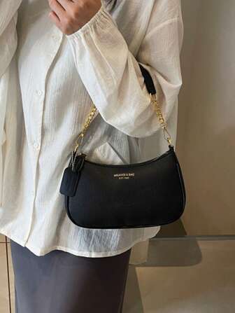 Damska torba na ramię ze skóry PU w jednolitym kolorze, regulowany pasek, torebka biurowa, modna torba pod pachami, torba na ramię, torba robocza w kontrastowym kolorze